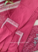 "Mallika" Maroon Cotton Kurta Set with Cotton Dupatta(3pc)