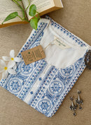 Sutrika Blue Embroidered Cotton kurta