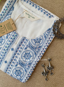 Sutrika Blue Embroidered Cotton kurta