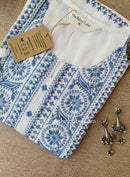 Sutrika Blue Embroidered Cotton kurta