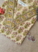 "Mittika" Hand Block Printed Bagru Cotton kurta