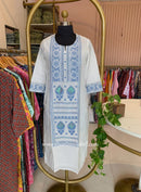 Sutrika Blue Embroidered Cotton kurta