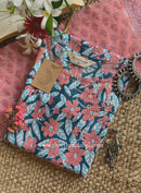 "Sarini" Hand Block Printed Cotton kurta with with kota doria dupatta(2pc)