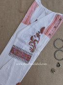 Mahal Printed Cream-Peach Cotton kurta