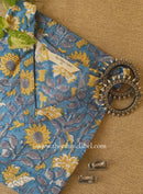 "Rupama" Blue Block Printed Cotton kurta - Big Size