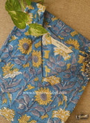 "Rupama" Blue Block Printed Cotton kurta - Big Size