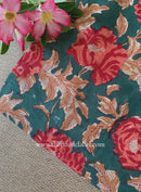 "Basant" Green Block Printed Cotton kurta - Big Size