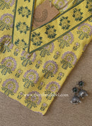 "Chinar" Hand Block Printed Yellow Cotton kurta