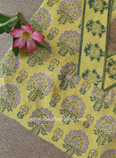 "Chinar" Hand Block Printed Yellow Cotton kurta