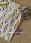 "Zareen" White Block Printed Cotton kurta - Big Size