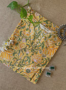 "Chamak" Yellow Block Printed Cotton kurta - Big Size