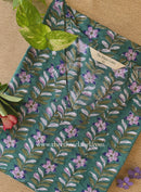 "Vatika" Green Block Printed Cotton kurta - Big Size