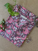 "Husn" Mauve Block Printed Cotton kurta - Big Size