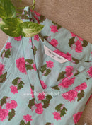"Mahnoor" Green Block Printed Cotton kurta - Big Size