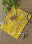 "Saransh" Scalloped Printed Yellow Cotton kurta