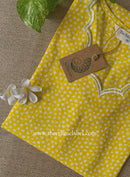 "Saransh" Scalloped Printed Yellow Cotton kurta