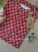 "Anvika" Hand Work Red Cotton Kurta