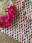 "Mira" Hand Block Printed White Cotton Kurta