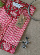 "Charu" Hand Block Printed Red Cotton Kurta