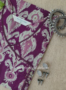"Kriti" Printed Purple Angrakha Cotton kurta