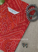 "Sharvari" Bandhani Printed Red Cotton kurta