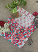 "Swarupa" Embroidered Cream Cotton kurta- Big Size