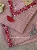 "Nazaara" Brown Embroidered Cotton Kurta Set (2pc)