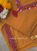 "Nazaara" Mustard Embroidered Cotton Kurta Set (2pc)