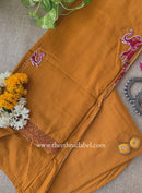 "Nazaara" Mustard Embroidered Cotton Kurta Set (2pc)
