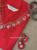"Sufi" Embroidered Red Cotton kurta