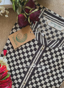 "Noir" Hand Block Printed Bagru Black Cotton kurta
