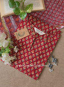 Shovika Hand Work Red Cotton Kurta with kota doria dupatta (2pc)