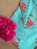 "Sheena" Embroidered Blue Cotton kurta