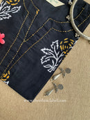 "Rhea" Hand Block Printed Black Cotton kurta