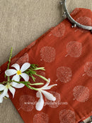 Rust Printed Cotton Straight Pants