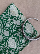 Green Printed Cotton Straight Pants