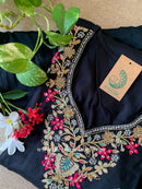 "Ziya" Black Silk Kurta Set with Dupatta(3pc)