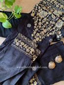 "Ziya" Black Silk Kurta Set with Dupatta(3pc)
