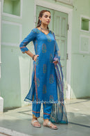 "Chirmi" Pure Kota Doria Kurta Set with Dupatta (3pc)