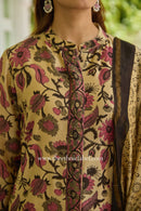 "Aabroo" Hand Block Printed Chanderi Suit Set (3pc)