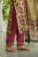 "Aabroo" Hand Block Printed Chanderi Suit Set (3pc)