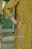 "Utsav" Yellow Hand work Chanderi Suit Set(3pc)