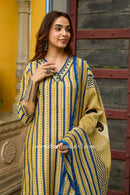 "Rajsi" Hand Block Printed Chanderi Suit Set (3pc)