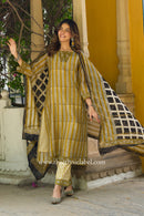 "Mehr" Hand Block Printed Chanderi Suit Set(3pc)