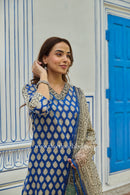 "Madhuban" Bagru Cotton Kurta Set with Kota Doria Dupatta (3pc)