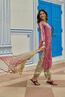 "Gulbaan" Bagru Cotton Kurta Set with Kota Doria Dupatta (3pc)