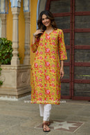 Nirupa Printed Yellow Cotton Kurta