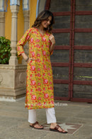 Nirupa Printed Yellow Cotton Kurta