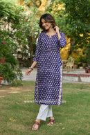 Mairaa Hand Block Printed Purple Cotton kurta