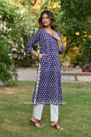 Mairaa Hand Block Printed Purple Cotton kurta